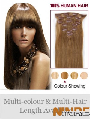Coiffures Brown Straight Remy Hair Clip dans les extensions de cheveux