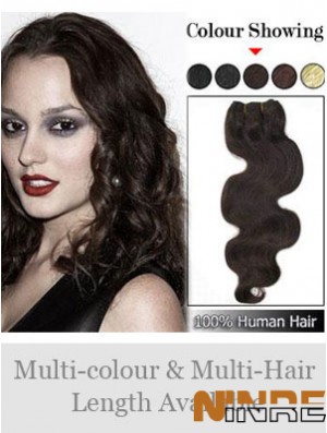 Extensions de trame ondulées brunes de cheveux humains remy ondulés