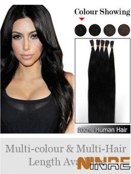 Rallonges de cheveux bâton droit noir / I Tip