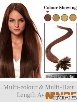 Auburn Straight Hairstyles Nail / U Tip Hair Extensions