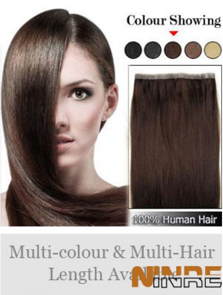 Extensions de trame les moins chères de cheveux humains Remy droits bruns