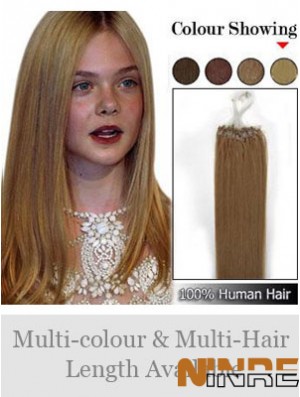 Extensions de cheveux d'anneau de micro-boucle droite marron de haute qualité