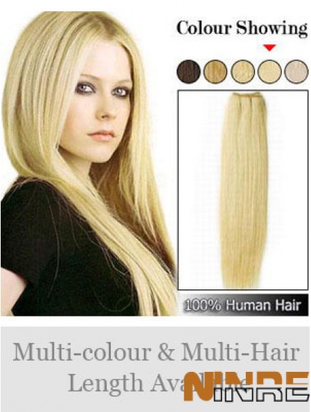 Extensions de trame blondes de cheveux humains remy droites