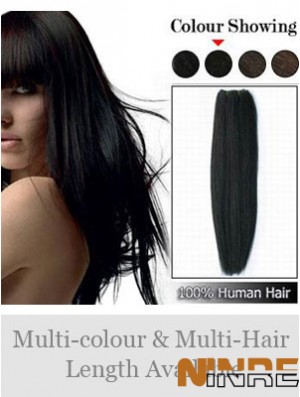 Prolongements confortables noirs de trame de cheveux humains droits de Remy