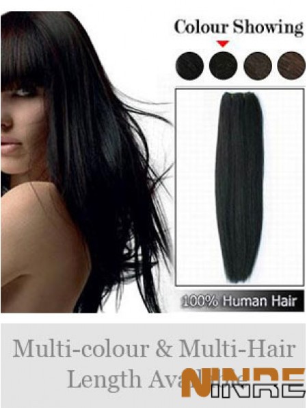 Prolongements confortables noirs de trame de cheveux humains droits de Remy