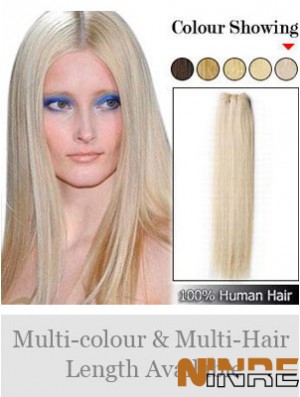 Extensions de trame exquises blondes droites remy cheveux humains