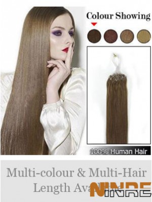 Extensions de cheveux d'anneau de micro boucle droite brun fabuleux