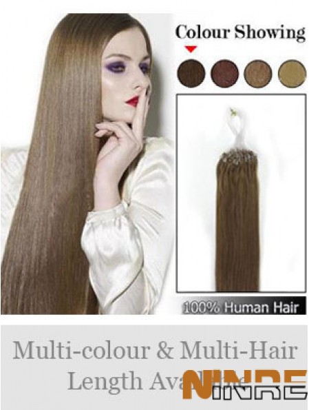 Extensions de cheveux d'anneau de micro boucle droite brun fabuleux