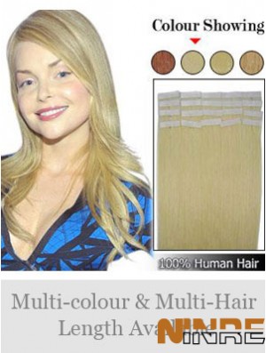Bande de cheveux humains remy à la mode droite blonde dans les extensions de cheveux