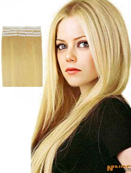 Bande de cheveux humains remy blonde droite et simple dans les extensions de cheveux