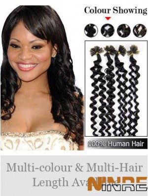 Extensions de cheveux à la mode Curly Black Curly Nail / U Tip