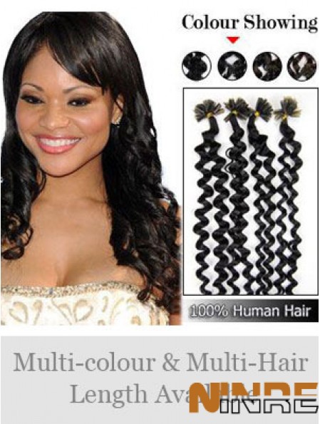 Extensions de cheveux à la mode Curly Black Curly Nail / U Tip