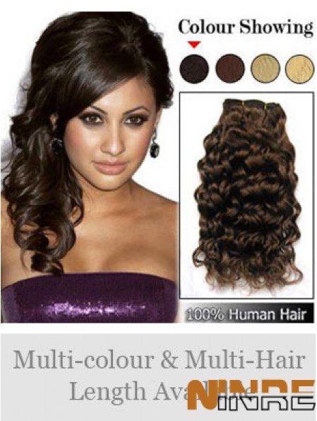 Extensions de trame en ligne de cheveux humains bruns bouclés et remy