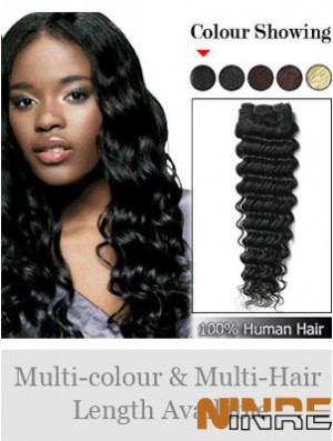 Extensions de trame conçues pour les cheveux humains noirs ondulés Remy