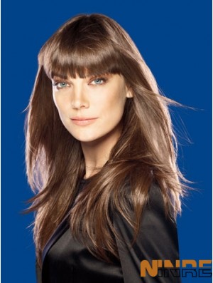 Clip synthétique droit brun moderne dans les extensions de cheveux