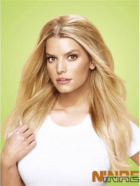 Clip synthétique droit blond de haute qualité dans les extensions de cheveux