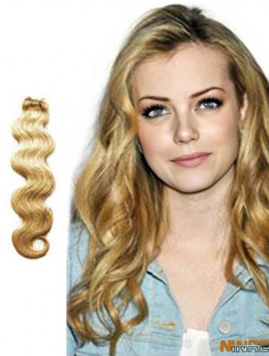 Extensions de trame blondes ondulées de cheveux humains Remy