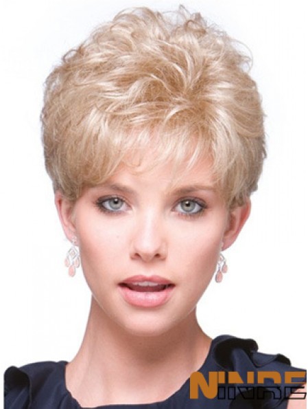 Perruques synthétiques blondes bouclées courtes et courtes