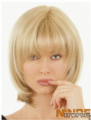 Demi perruques avec Remy Straight Style Blonde Color