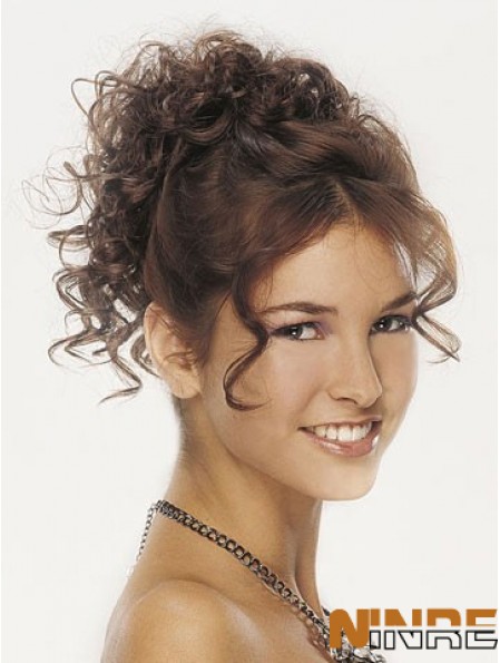 Clip sur les postiches pour les femmes Style brun bouclé de couleur avec synthétique