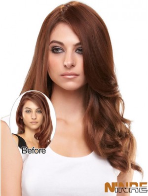 Sassy Auburn Wavy Remy Clip de cheveux humains en postiches