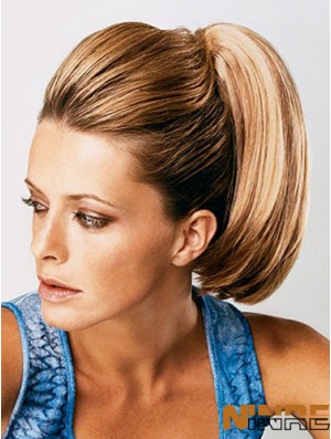 Extensions de queue de cheval style droit avec couleur marron synthétique
