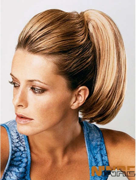 Extensions de queue de cheval style droit avec couleur marron synthétique