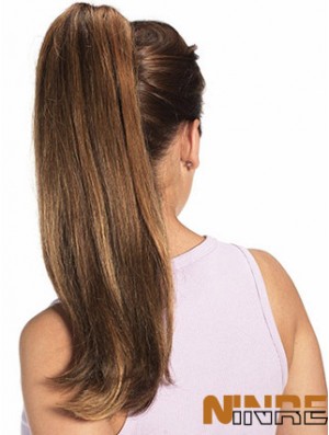 Cheveux Humains Queue de Cheval Longue Longueur Droite Style Auburn Couleur